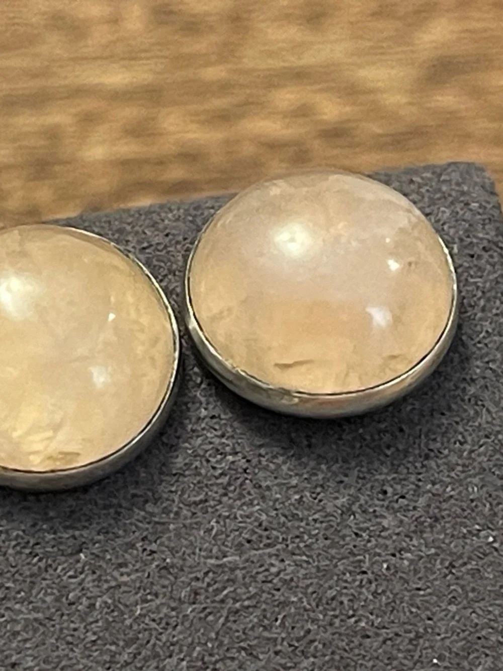 Sterling Silver Rose Quartz Stud Earrings - Pale Pink